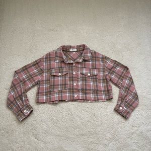 Pink Cropped Flannel